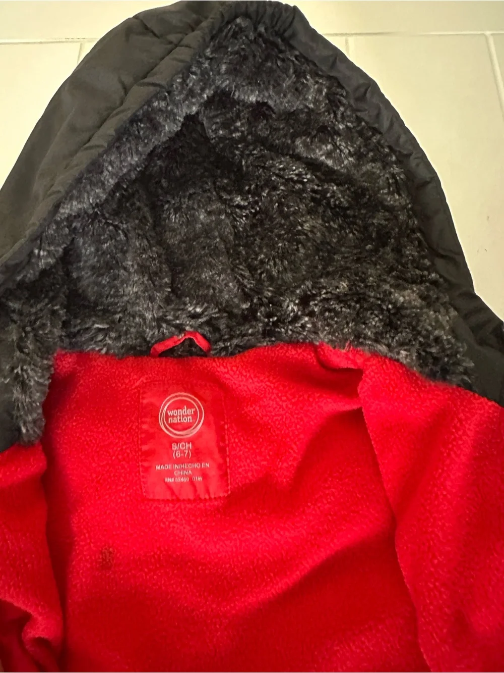 wonder nation Red and Black Puffer Jacket with Hood